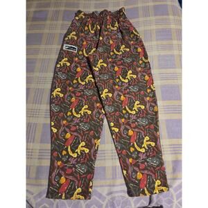 Chefwear Baggy Chef Pants Spicy Hot Peppers Small Elastic Drawstring Cotton 90s